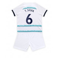 Chelsea Thiago Silva #6 Bortaställ Barn 2022-23 Korta ärmar (+ Korta byxor)